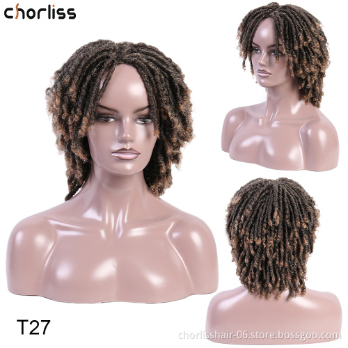 Hot Selling Cheap Bug African Short Dreadlocks Wig Faux Locs Hair Braided Wigs For Black Women Synthetic Hair Wigs
